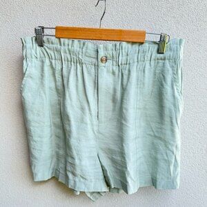 Madewell Seamed Pull-On Green Softdrape Paperbag Shorts Women's Size Large